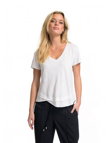 AVA V-NECK MOCK LAYER TEE hantent personnes