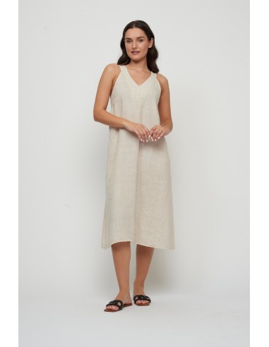 SLEEVELESS MAXI LINEN DRESS brillant des détails fins