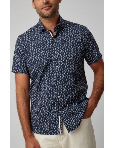 SAILBOAT PRINT SHORT SLEEVE SHIRT le des métaux précieux