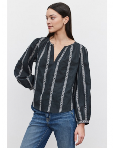 RAYLEE HEATHER JACQUARD STRIPE TOP de pas cher