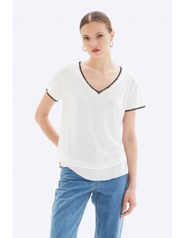 AVA TIPPED V-NECK MOCK LAYER TEE livraison gratuite