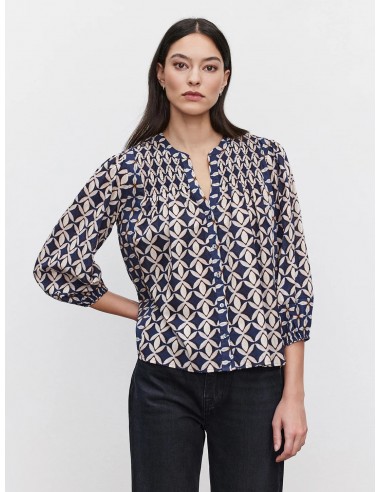 HADDON PRINTED COTTON CAMBRIC LONG SLEEVE TOP en ligne