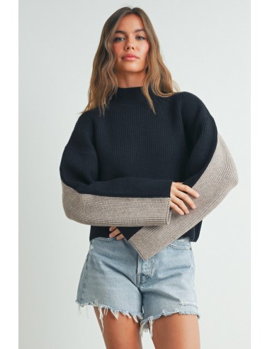 COLOUR BLOCK MOCK NECK CROPPED SWEATER le des métaux précieux