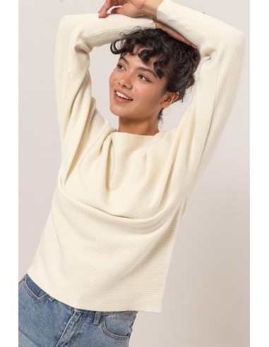 RIBBED BOATNECK KNIT TOP en linge