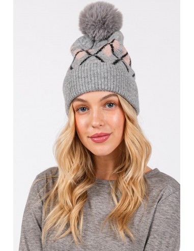 ARGYLE TOQUE WITH FAUX FUR POMPOM la chaussure