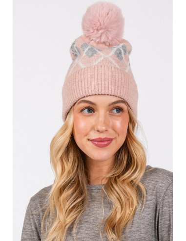 ARGYLE TOQUE WITH FAUX FUR POMPOM shop