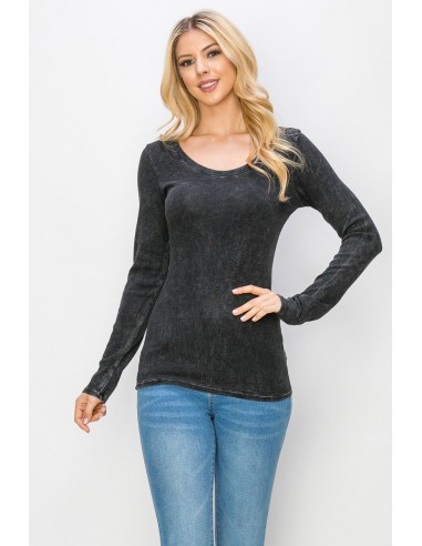 MINERAL WASH RIBBED SCOOP NECK TOP en ligne