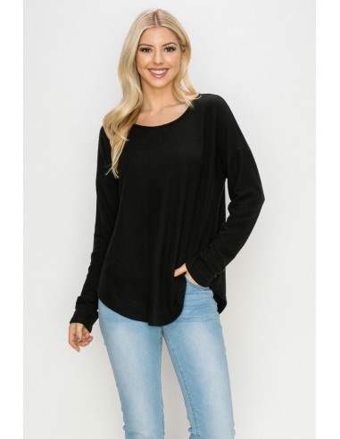 DROP SHOULDER SCOOP HEM TOP Economisez 